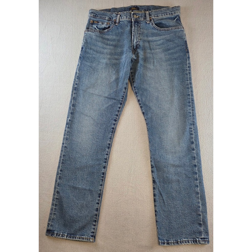 Polo Ralph Lauren Hampton Jeans Mens 33x32 Relaxed Straight Blue Denim Stretch